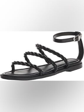 🌺 Nine West Black Ipster Twisted-Strap Women's Sandals